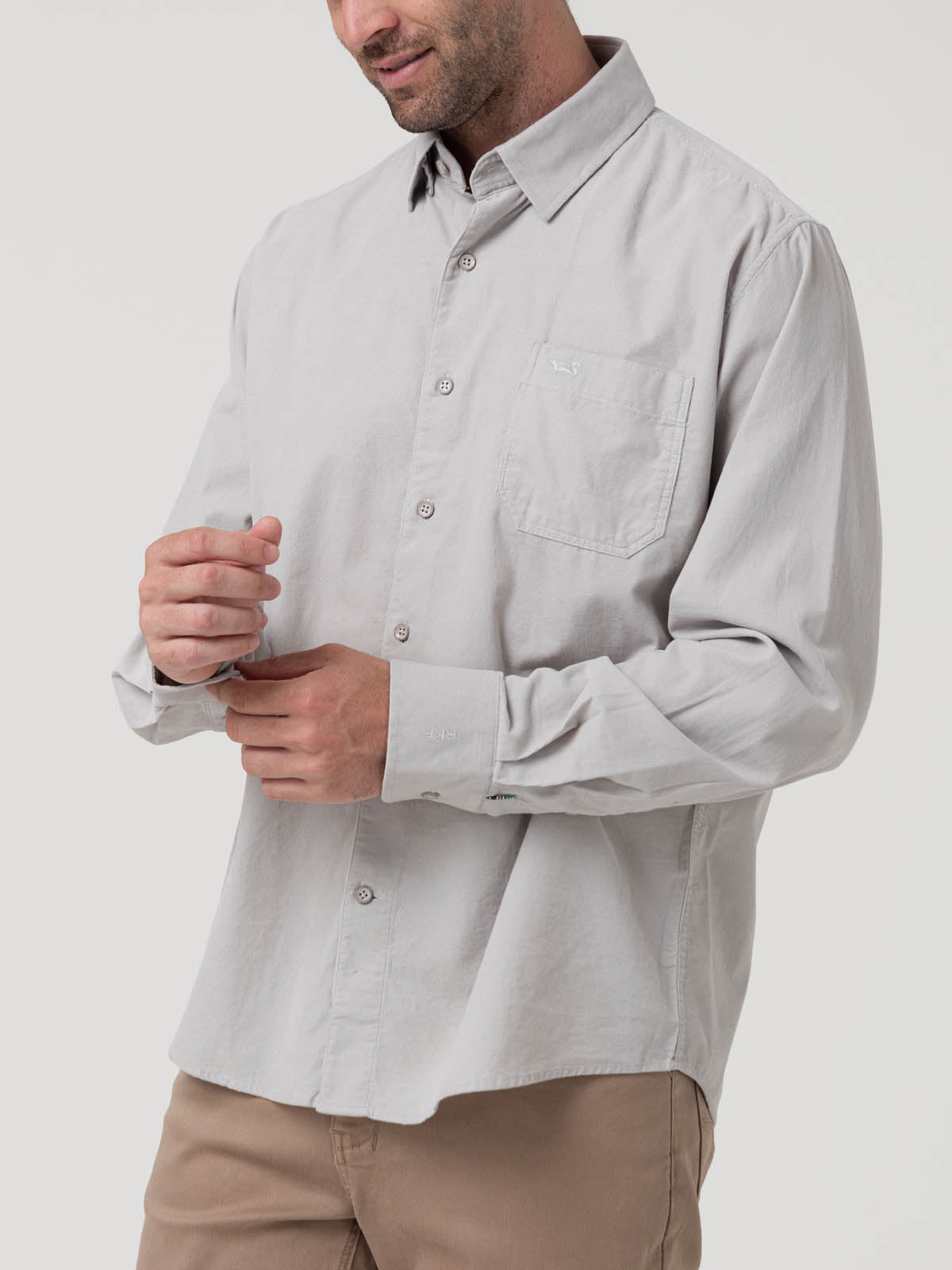 Camisa Algodón Orgánico Hombre Corduroy Gris Rockford