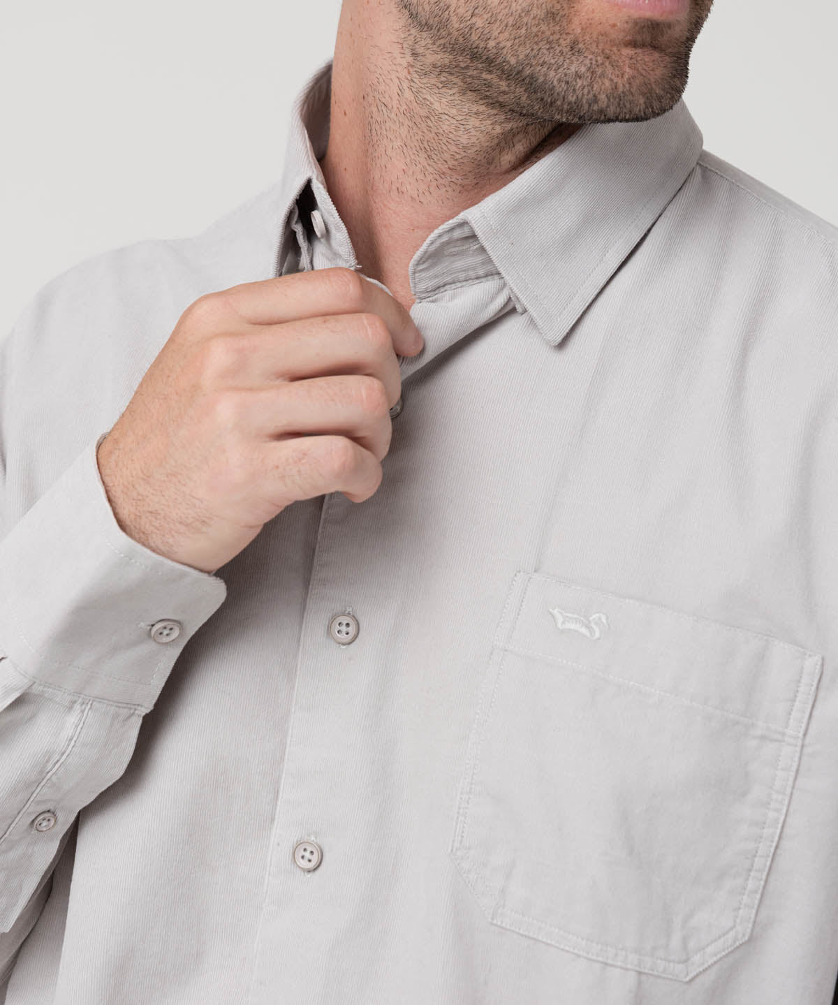 Camisa Algodón Orgánico Hombre Corduroy Gris Rockford