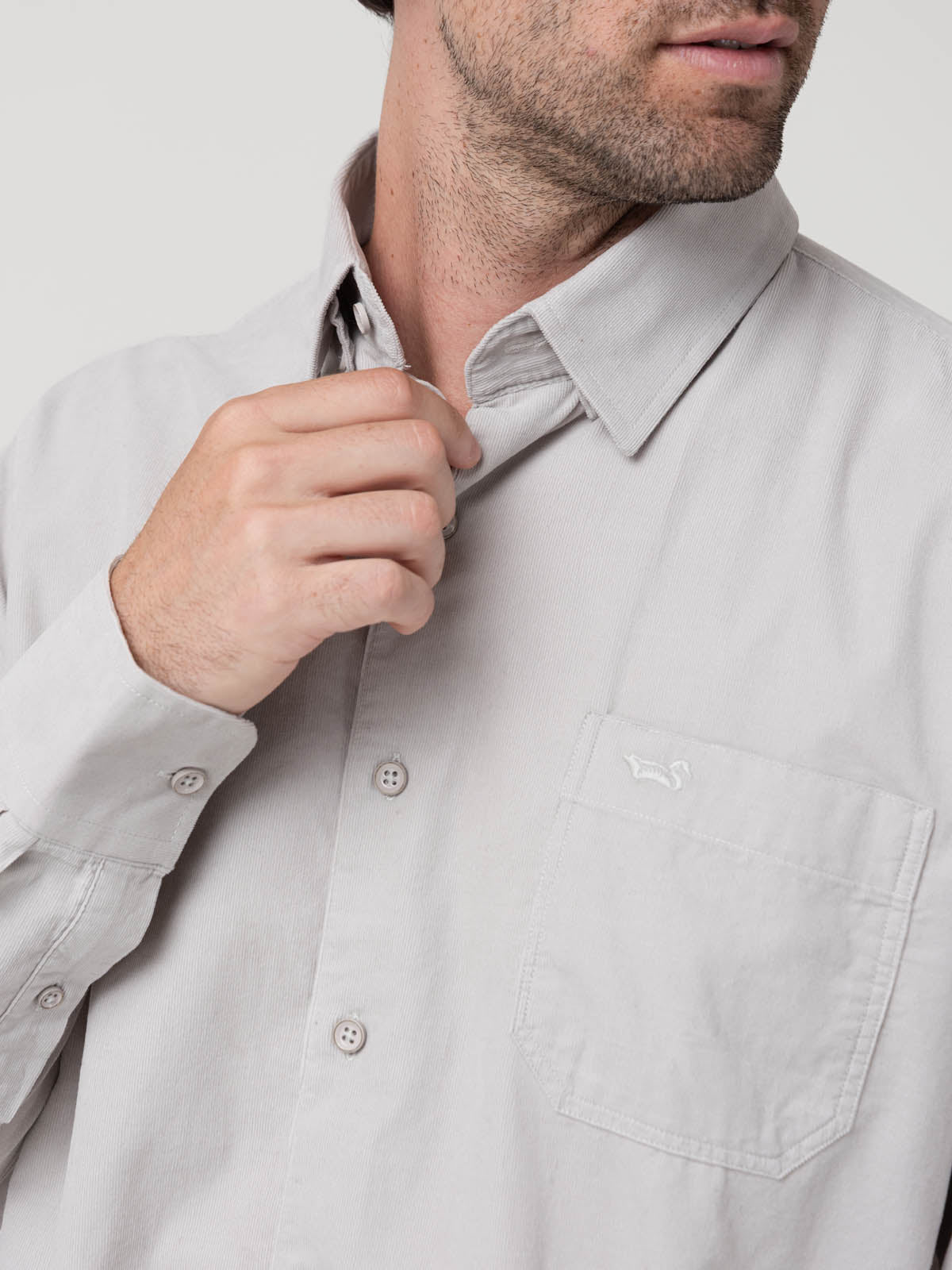 Camisa Algodón Orgánico Hombre Corduroy Gris Rockford