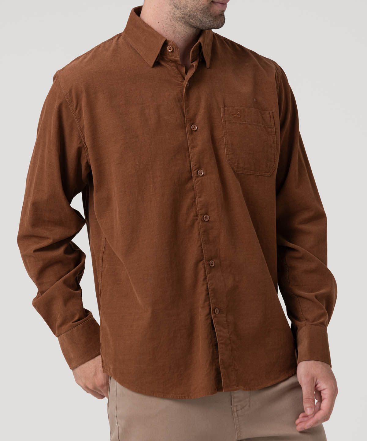 Camisa Algodón Orgánico Hombre Corduroy Café Rockford