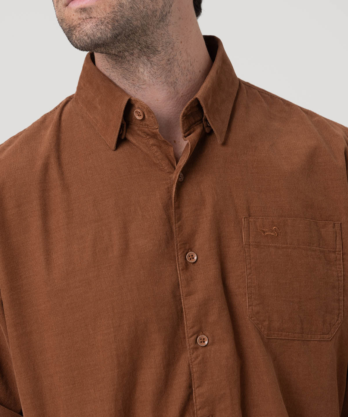 Camisa Algodón Orgánico Hombre Corduroy Café Rockford