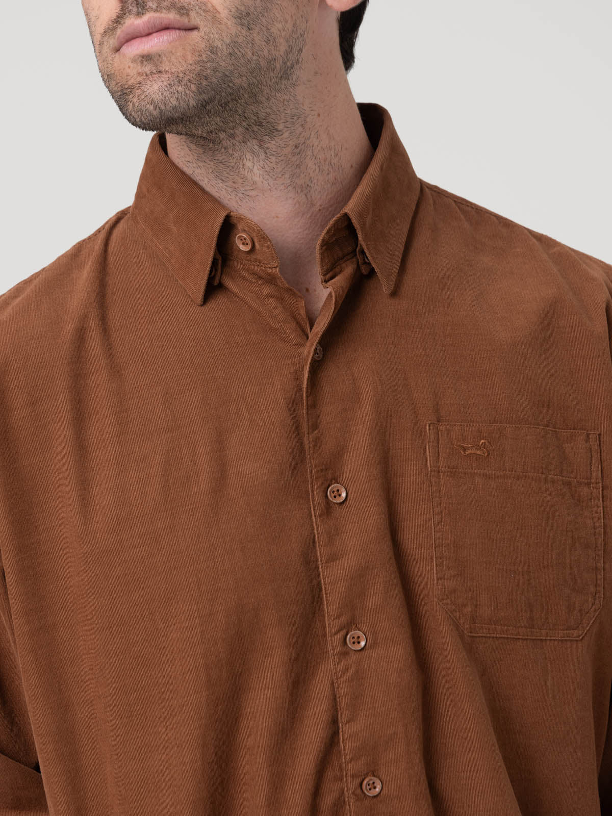 Camisa Algodón Orgánico Hombre Corduroy Café Rockford