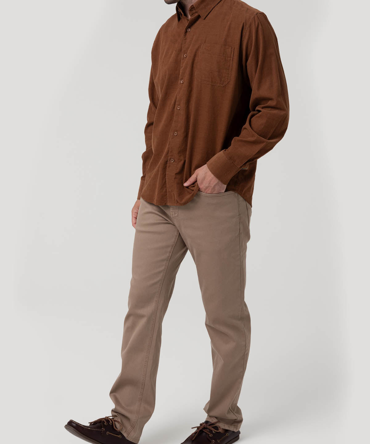 Camisa Algodón Orgánico Hombre Corduroy Café Rockford