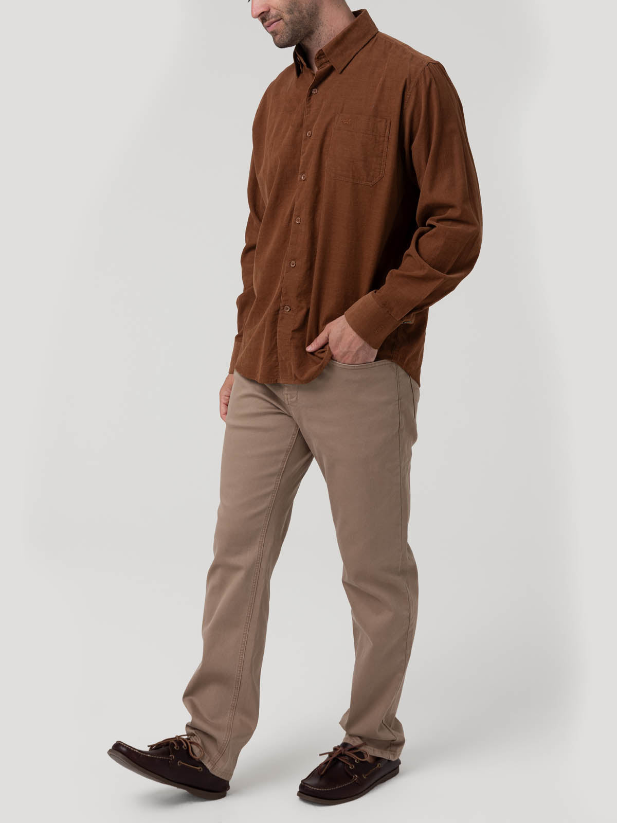 Camisa Algodón Orgánico Hombre Corduroy Café Rockford