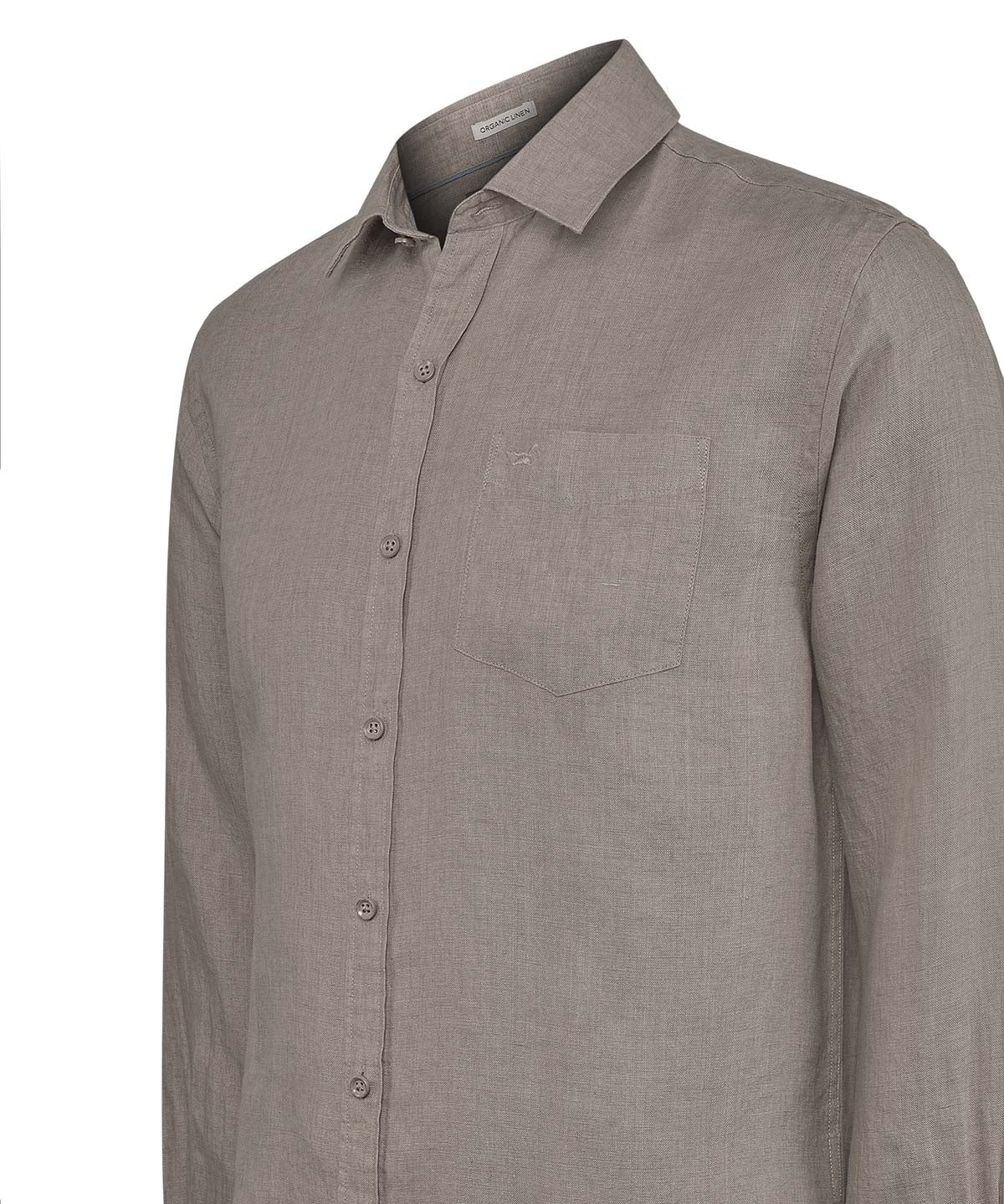 Camisa Lino Orgánico Hombre Linen Café Rockford