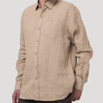Camisa Lino Orgánico Hombre Linen Café Rockford