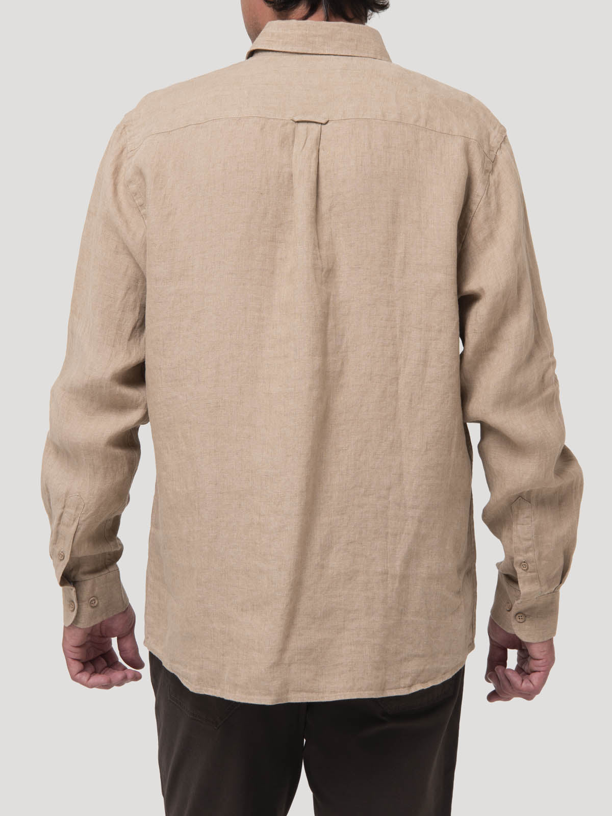 Camisa Lino Orgánico Hombre Linen Café Rockford