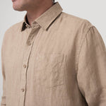 Camisa Lino Orgánico Hombre Linen Café Rockford
