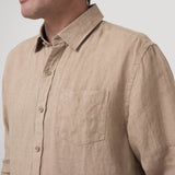 Camisa Lino Orgánico Hombre Linen Café Rockford
