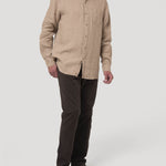 Camisa Lino Orgánico Hombre Linen Café Rockford