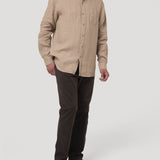 Camisa Lino Orgánico Hombre Linen Café Rockford