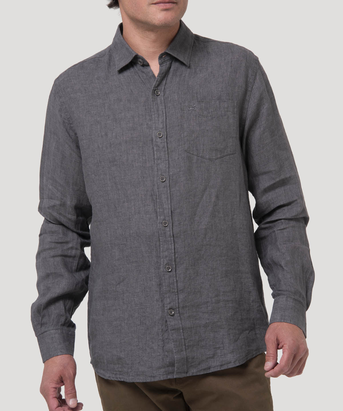 Camisa Lino Orgánico Hombre Linen Gris Rockford