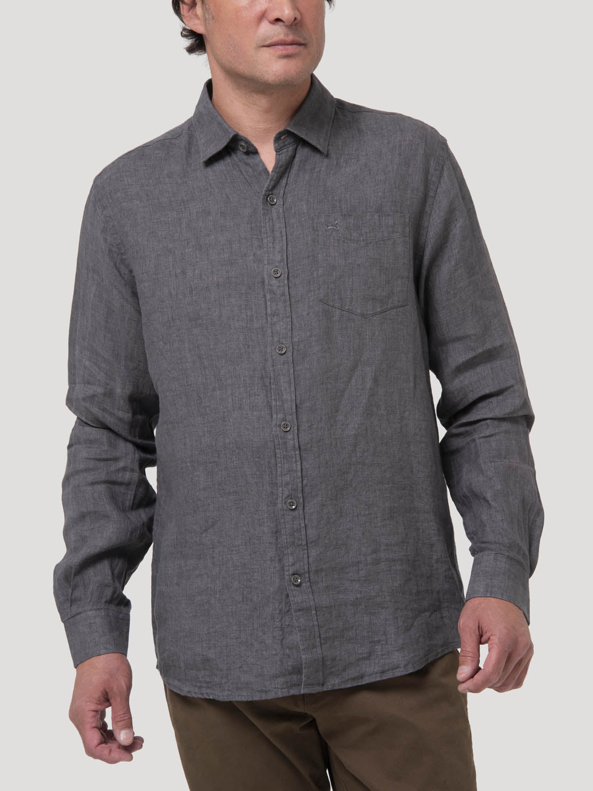 Camisa Lino Orgánico Hombre Linen Gris Rockford
