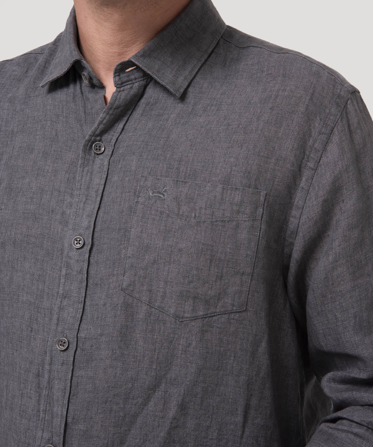 Camisa Lino Orgánico Hombre Linen Gris Rockford