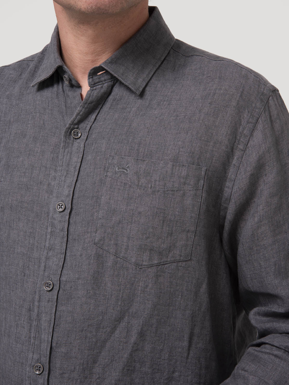 Camisa Lino Orgánico Hombre Linen Gris Rockford