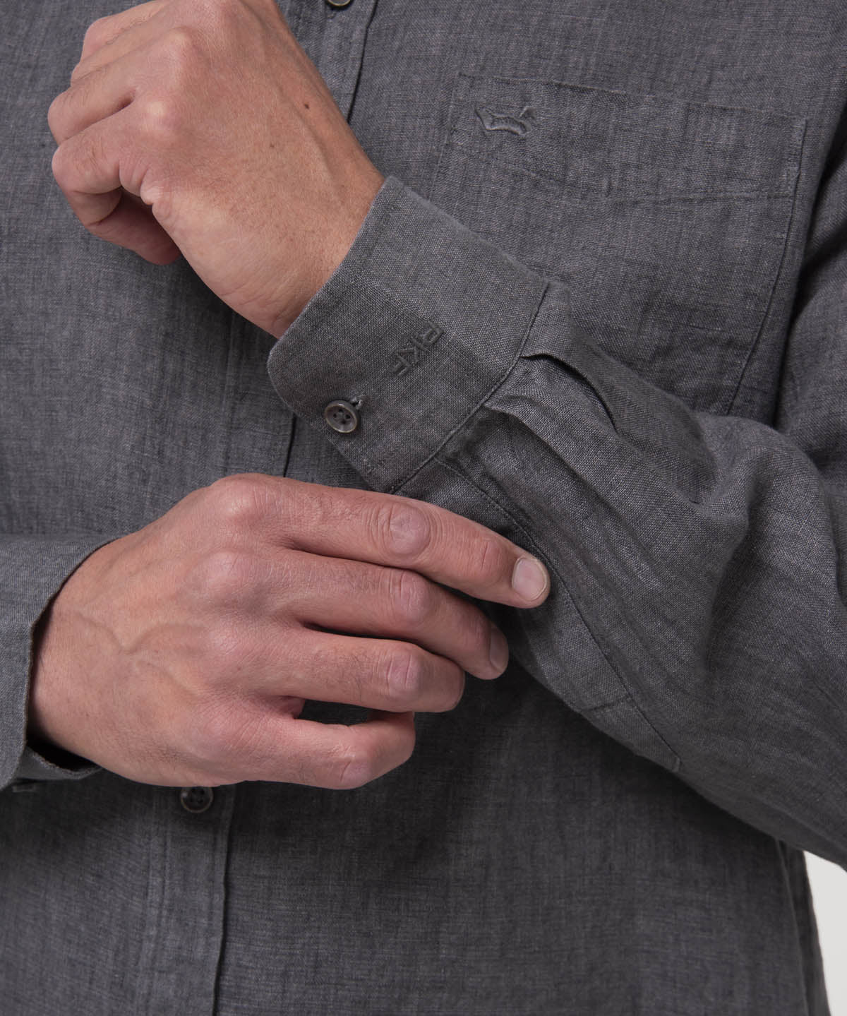 Camisa Lino Orgánico Hombre Linen Gris Rockford
