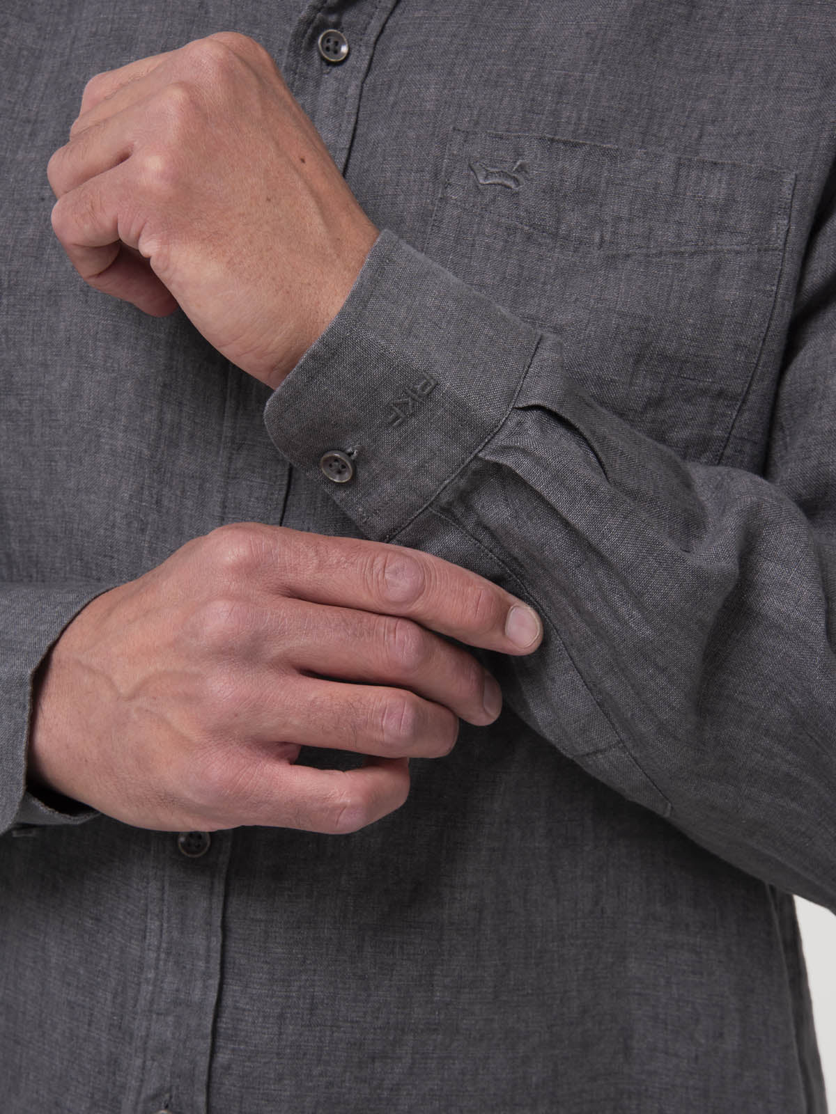 Camisa Lino Orgánico Hombre Linen Gris Rockford