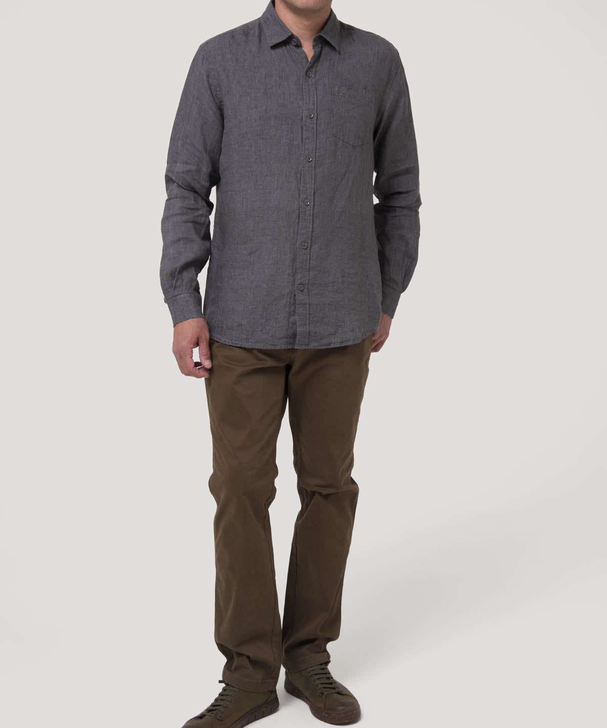 Camisa Lino Orgánico Hombre Linen Gris Rockford
