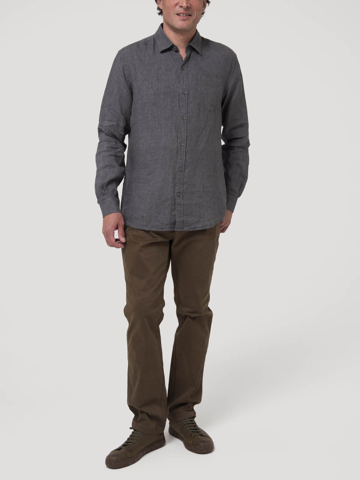 Camisa Lino Orgánico Hombre Linen Gris Rockford