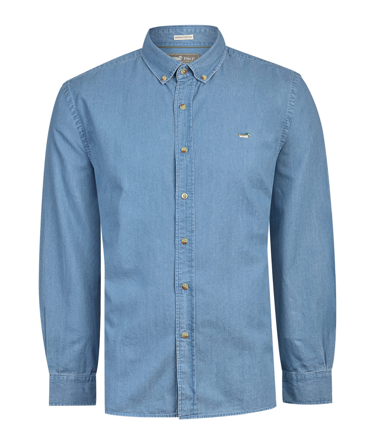 Camisa Algodón Orgánico Hombre Chambray Café Rockford