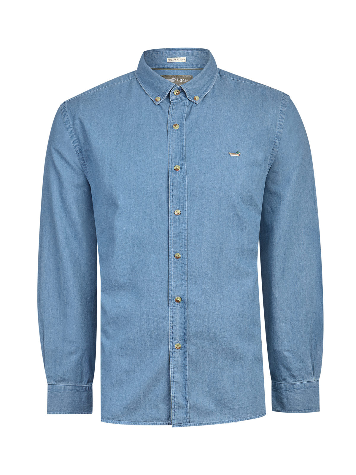 Camisa Algodón Orgánico Hombre Chambray Café Rockford
