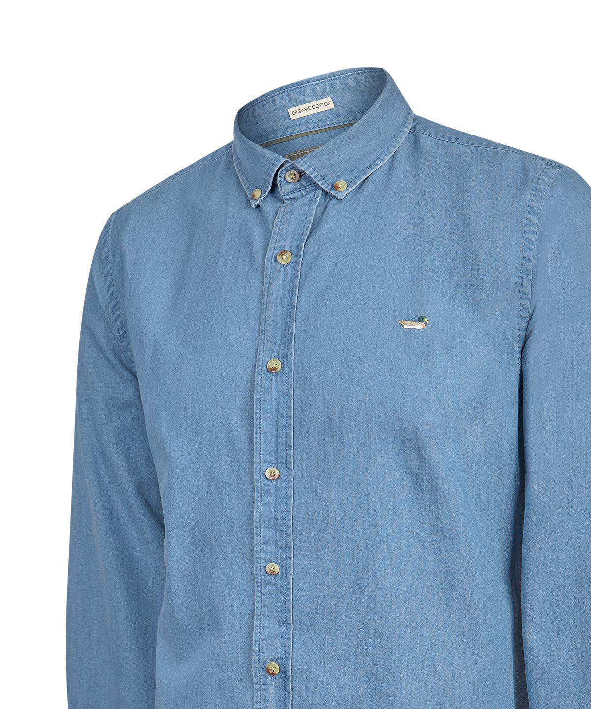 Camisa Algodón Orgánico Hombre Chambray Café Rockford