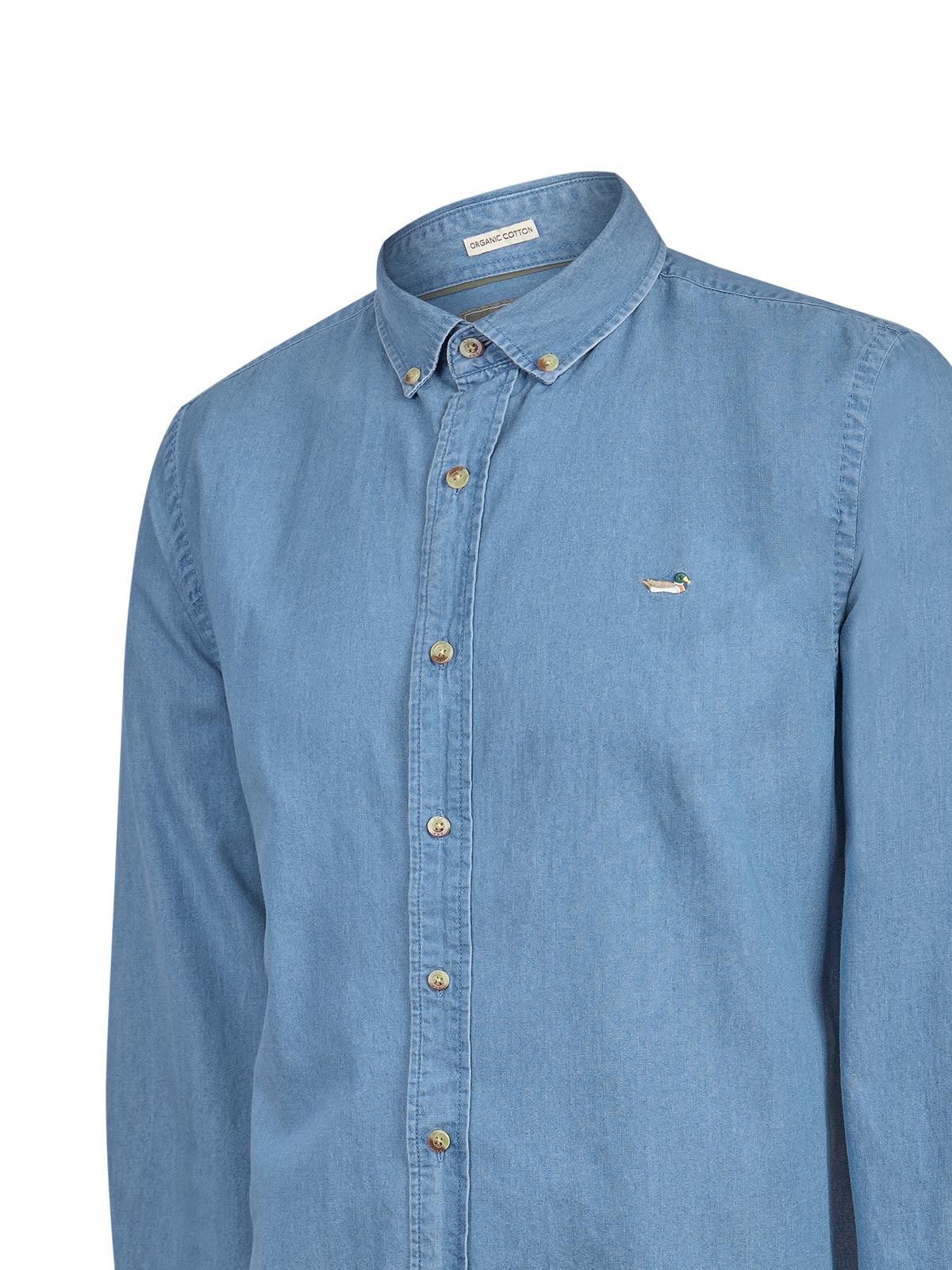 Camisa Algodón Orgánico Hombre Chambray Café Rockford