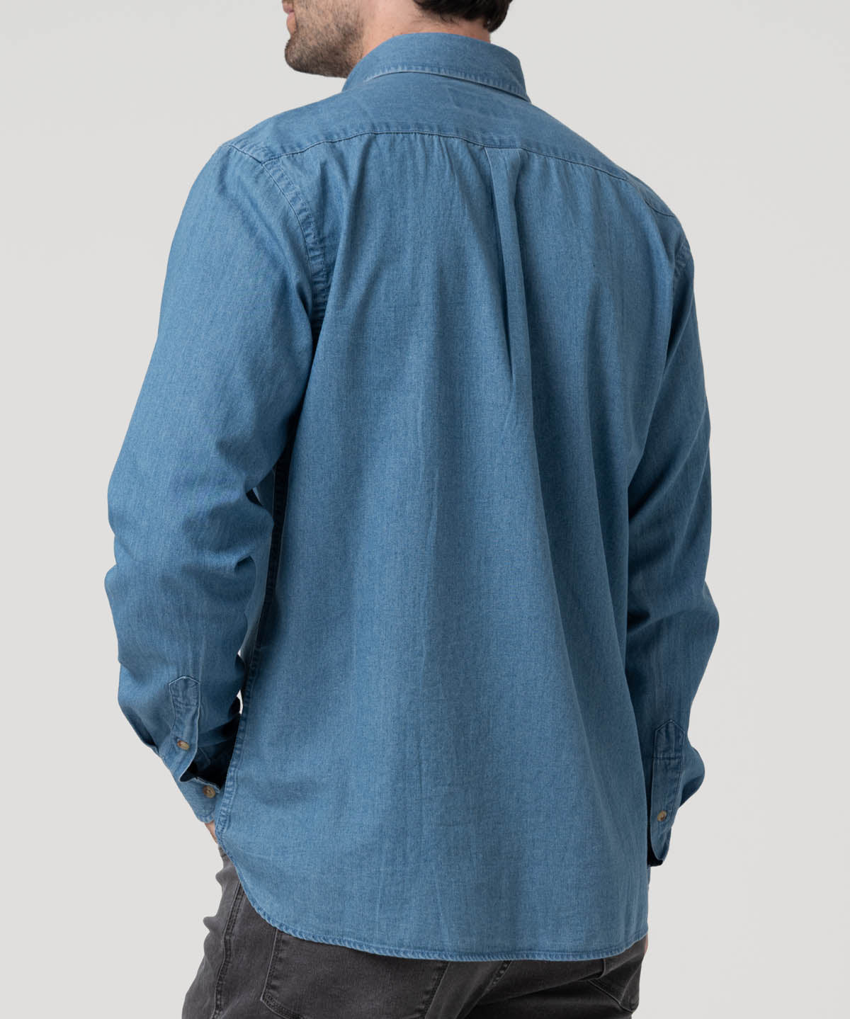 Camisa Algodón Orgánico Hombre Chambray Café Rockford