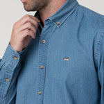 Camisa Algodón Orgánico Hombre Chambray Café Rockford