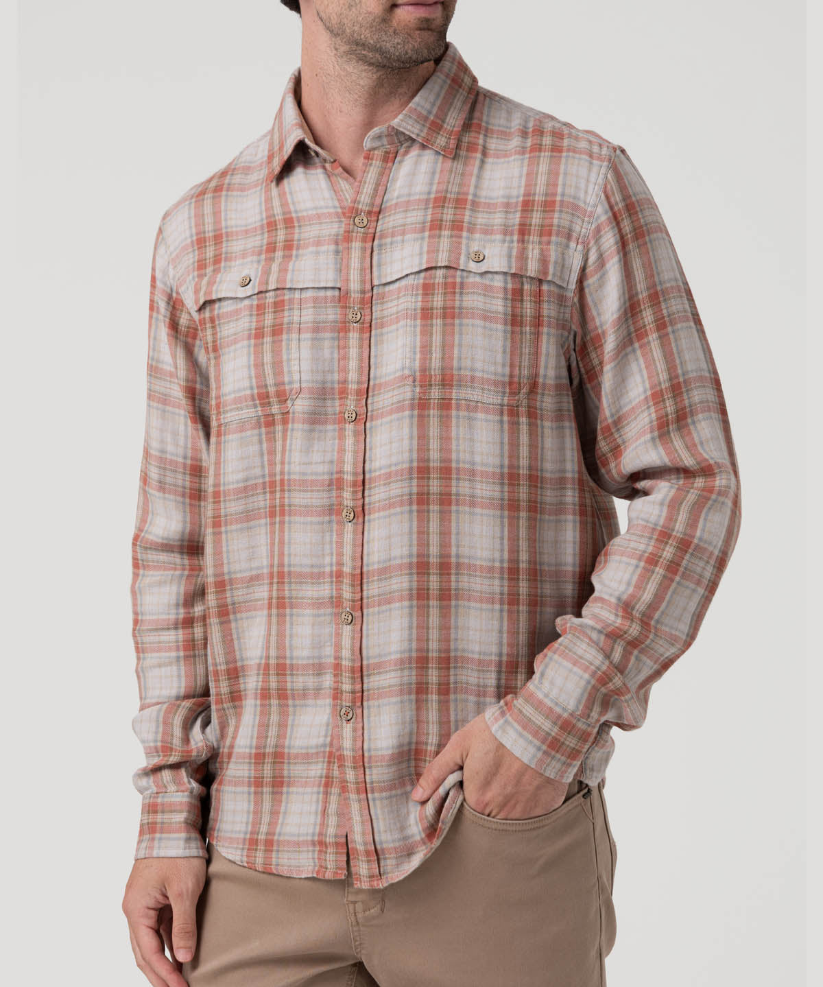 Camisa Algodón Orgánico Hombre Bradford Café Cuadrillé Rockford