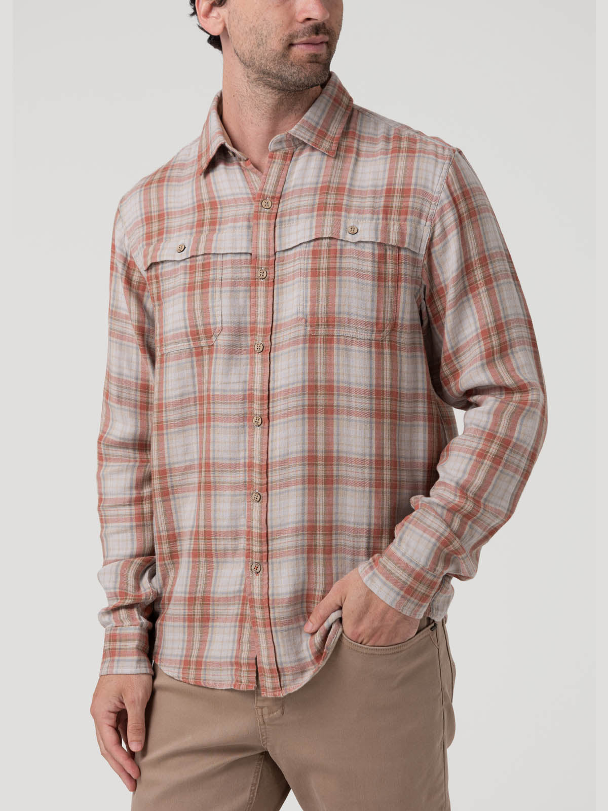 Camisa Algodón Orgánico Hombre Bradford Café Cuadrillé Rockford