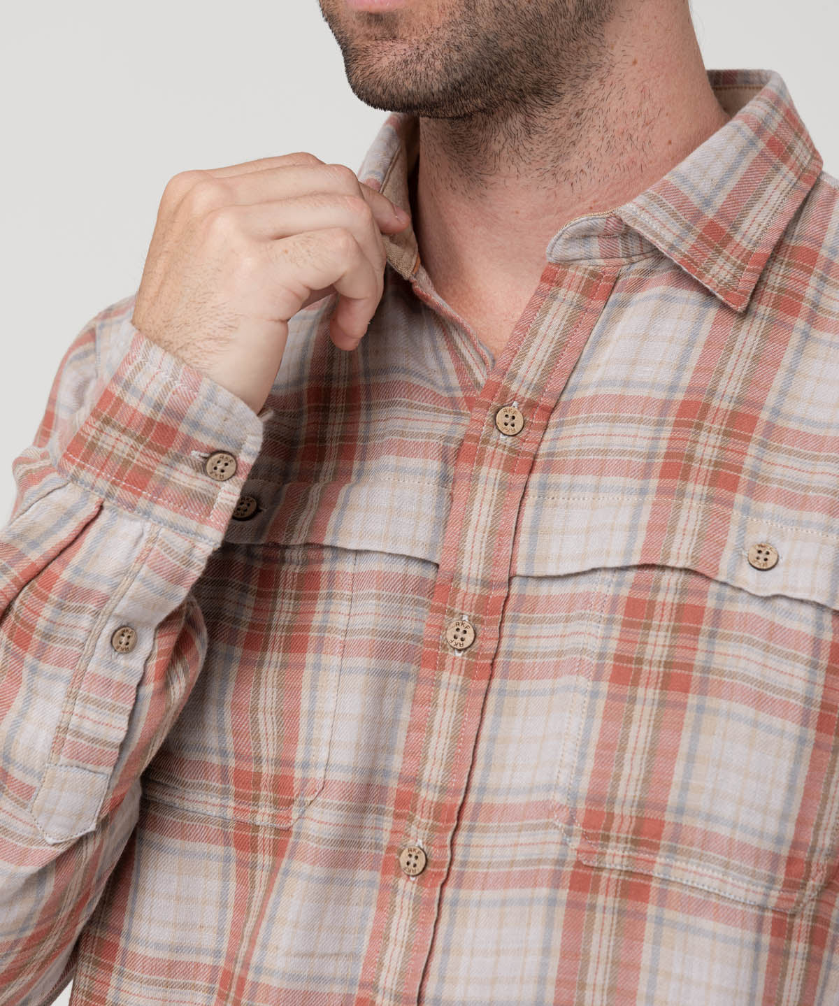 Camisa Algodón Orgánico Hombre Bradford Café Cuadrillé Rockford