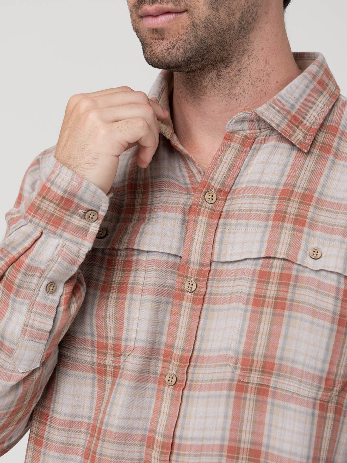 Camisa Algodón Orgánico Hombre Bradford Café Cuadrillé Rockford