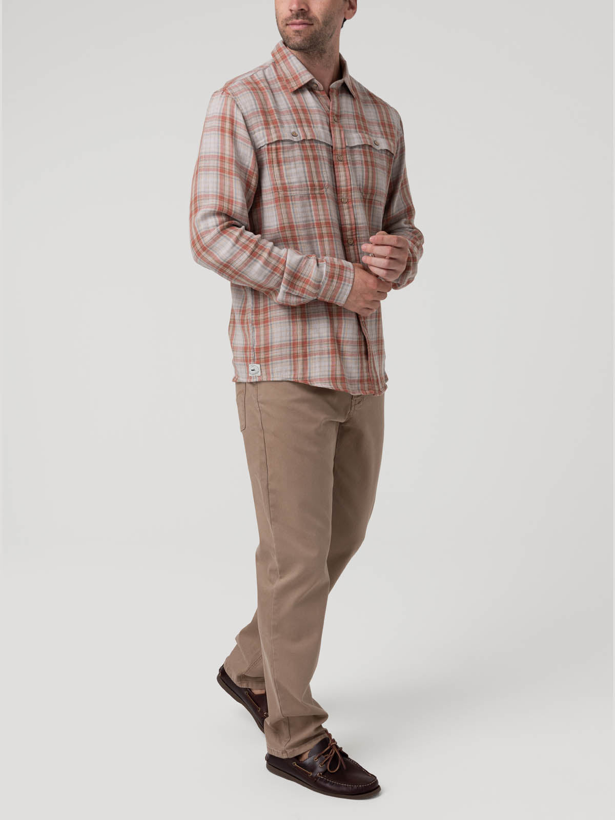 Camisa Algodón Orgánico Hombre Bradford Café Cuadrillé Rockford