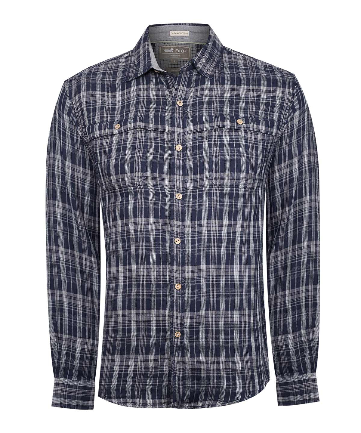 Camisa Algodón Orgánico Hombre Bradford Azul Cuadrillé Rockford