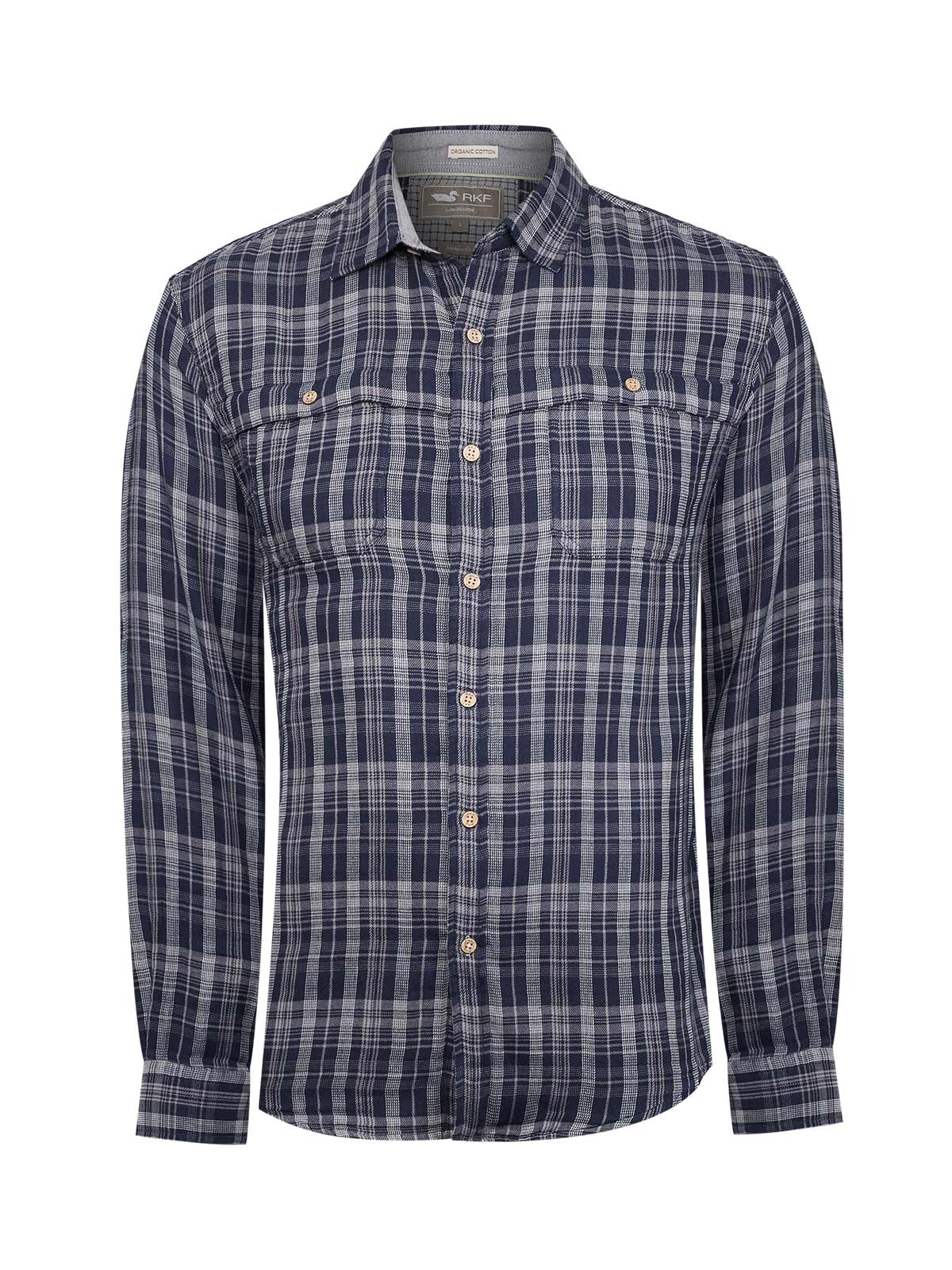 Camisa Algodón Orgánico Hombre Bradford Azul Cuadrillé Rockford