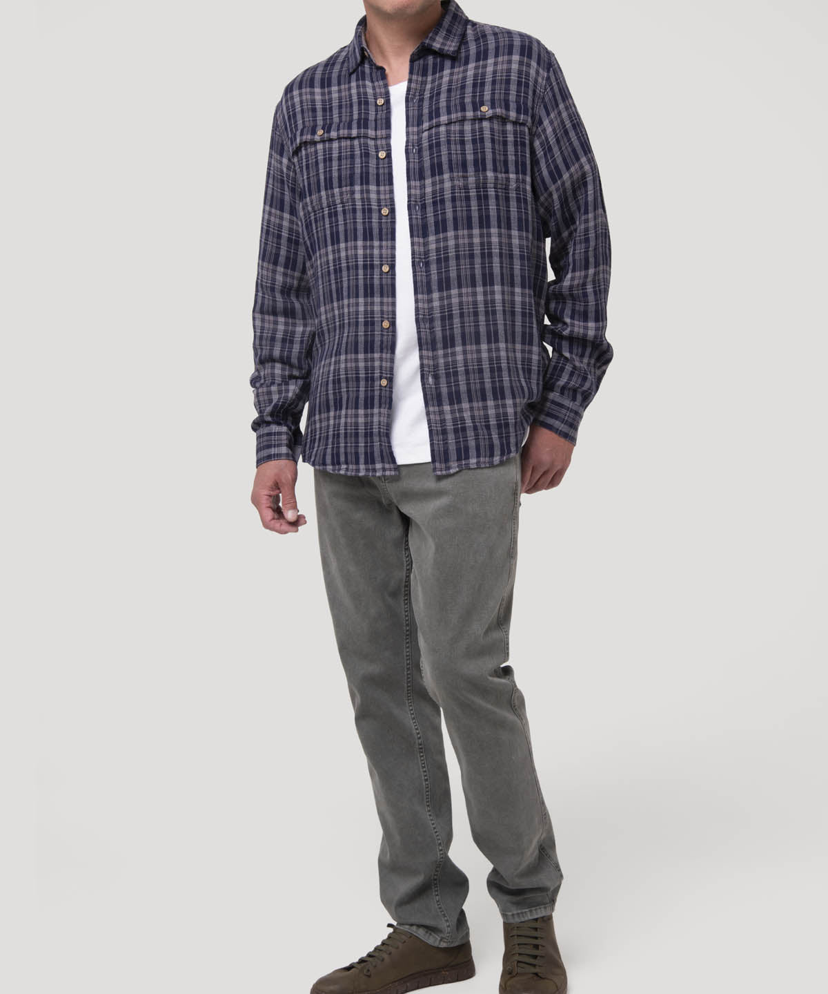 Camisa Algodón Orgánico Hombre Bradford Azul Cuadrillé Rockford