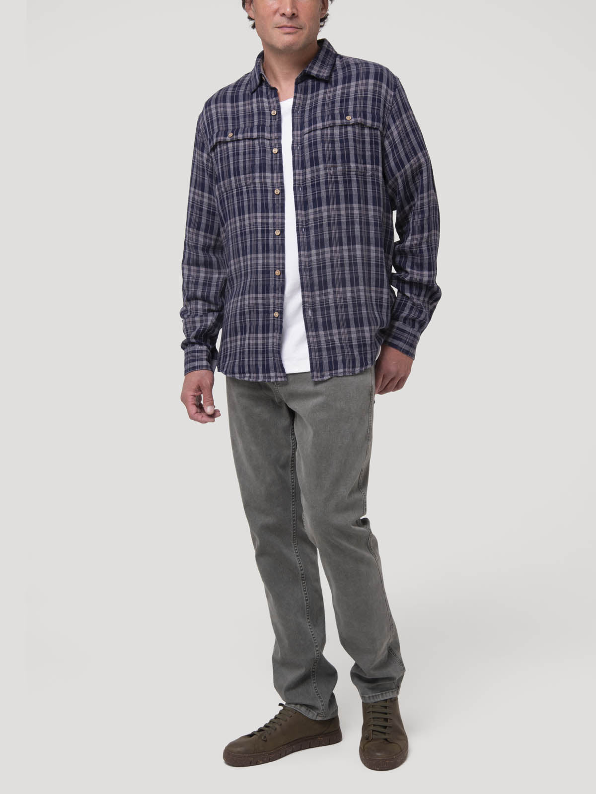 Camisa Algodón Orgánico Hombre Bradford Azul Cuadrillé Rockford