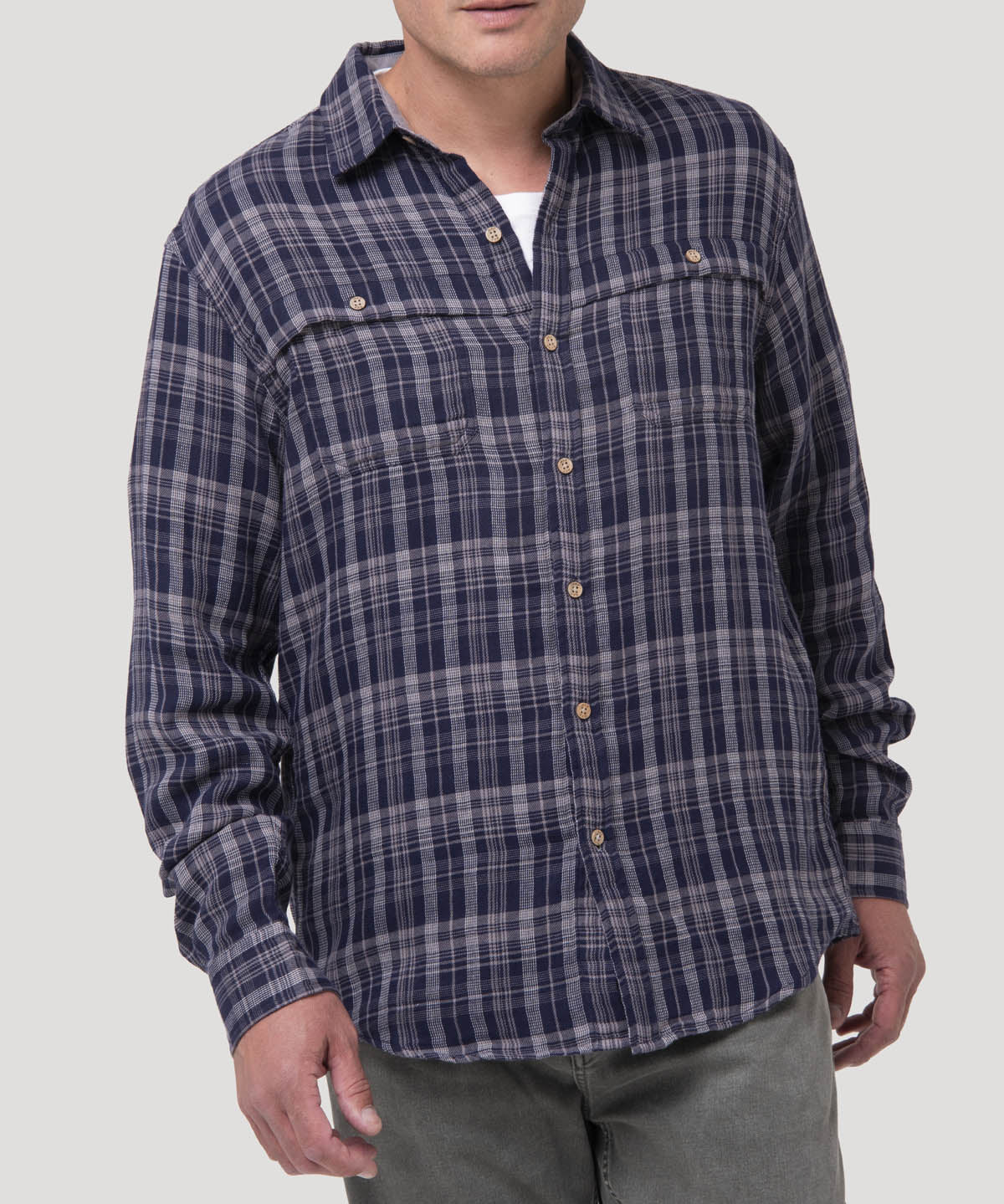 Camisa Algodón Orgánico Hombre Bradford Azul Cuadrillé Rockford