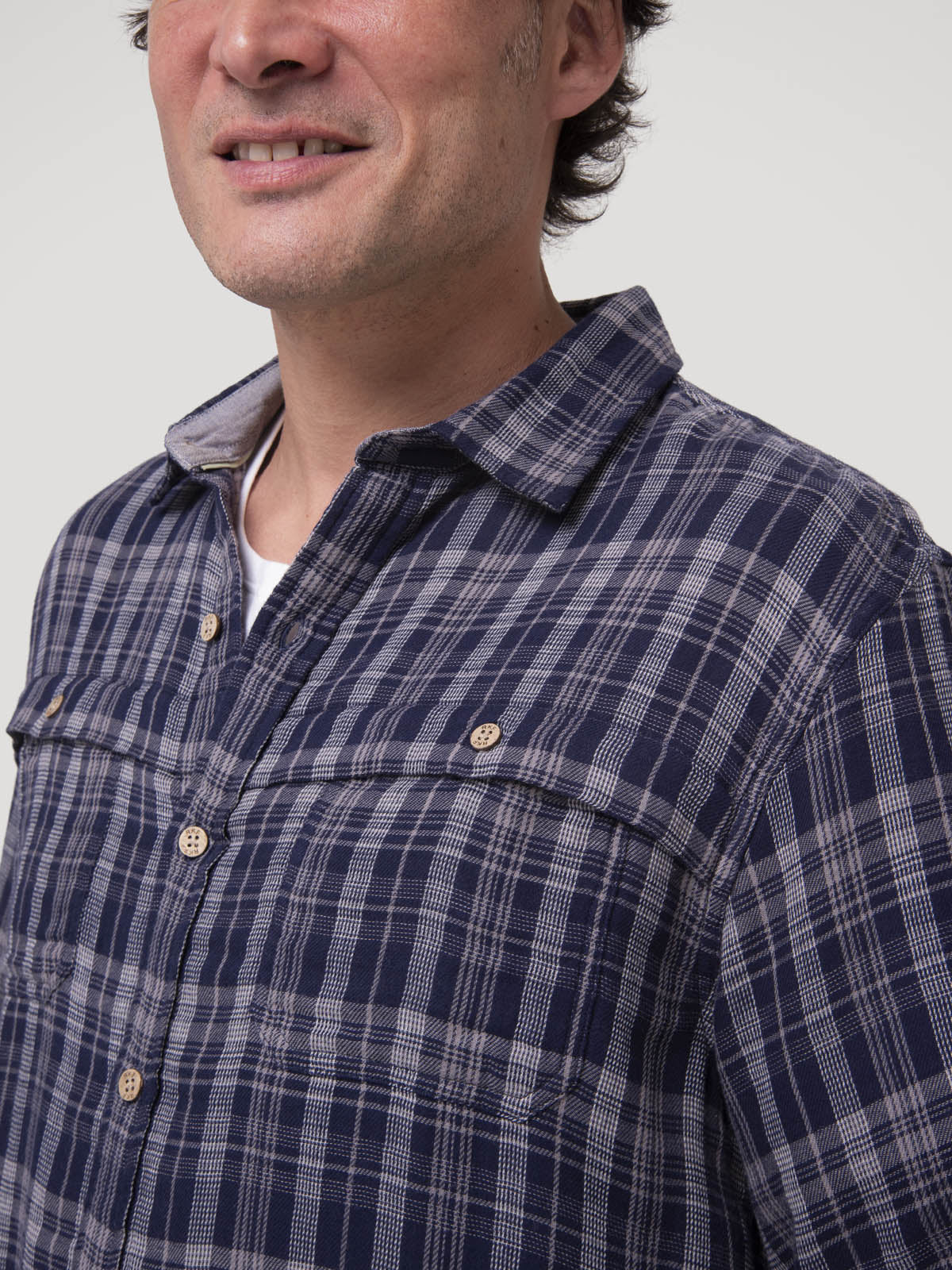 Camisa Algodón Orgánico Hombre Bradford Azul Cuadrillé Rockford