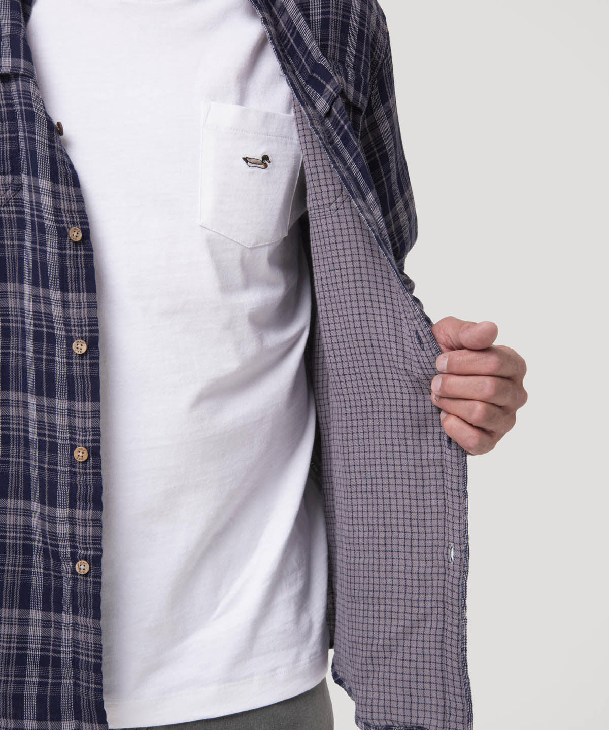 Camisa Algodón Orgánico Hombre Bradford Azul Cuadrillé Rockford