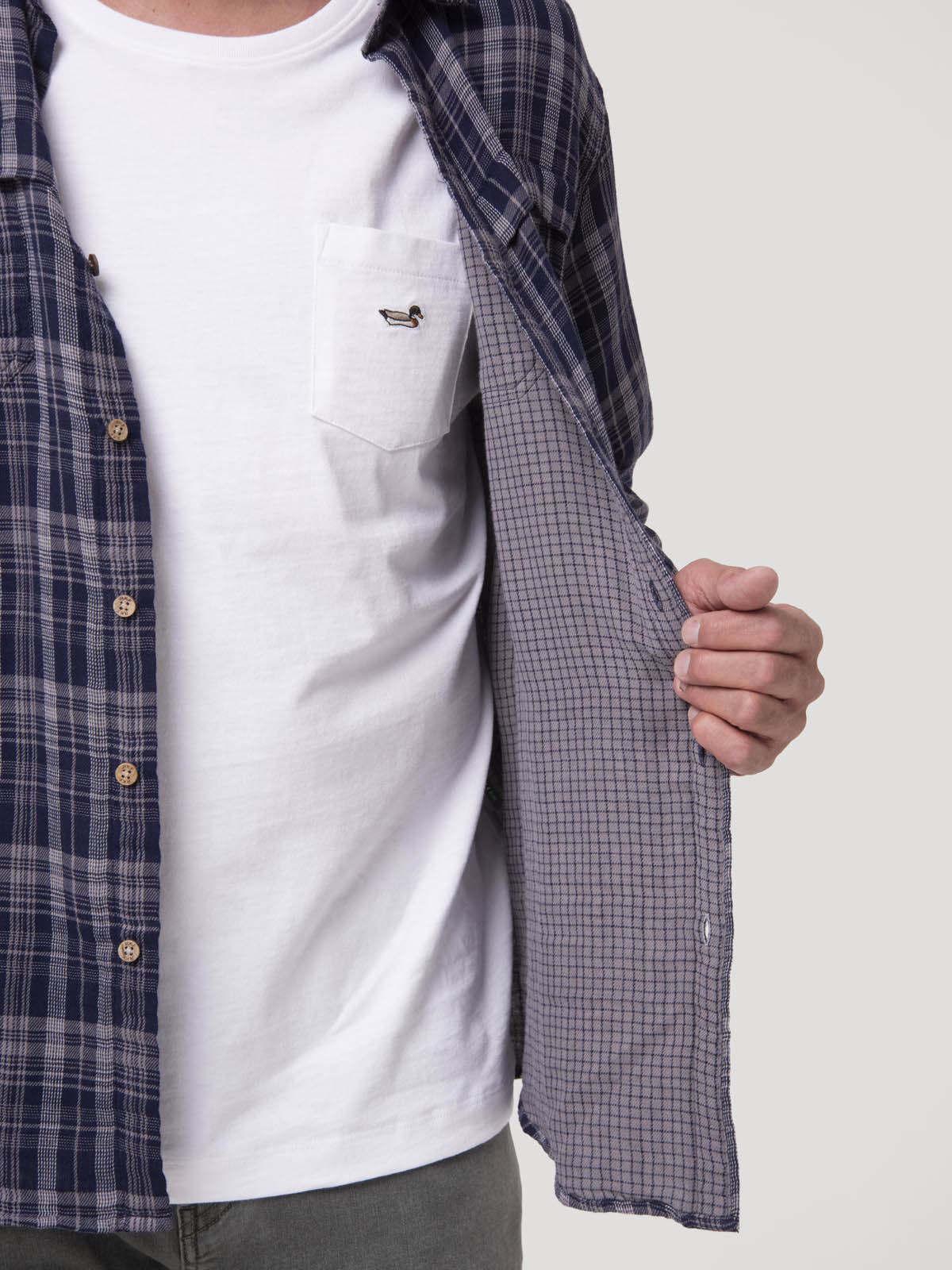 Camisa Algodón Orgánico Hombre Bradford Azul Cuadrillé Rockford