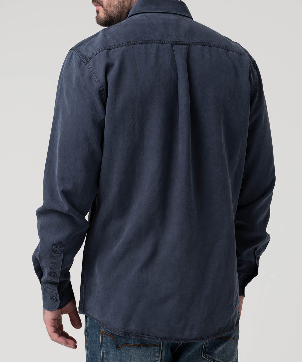 Camisa Tencel Hombre Tencel Azul Rockford