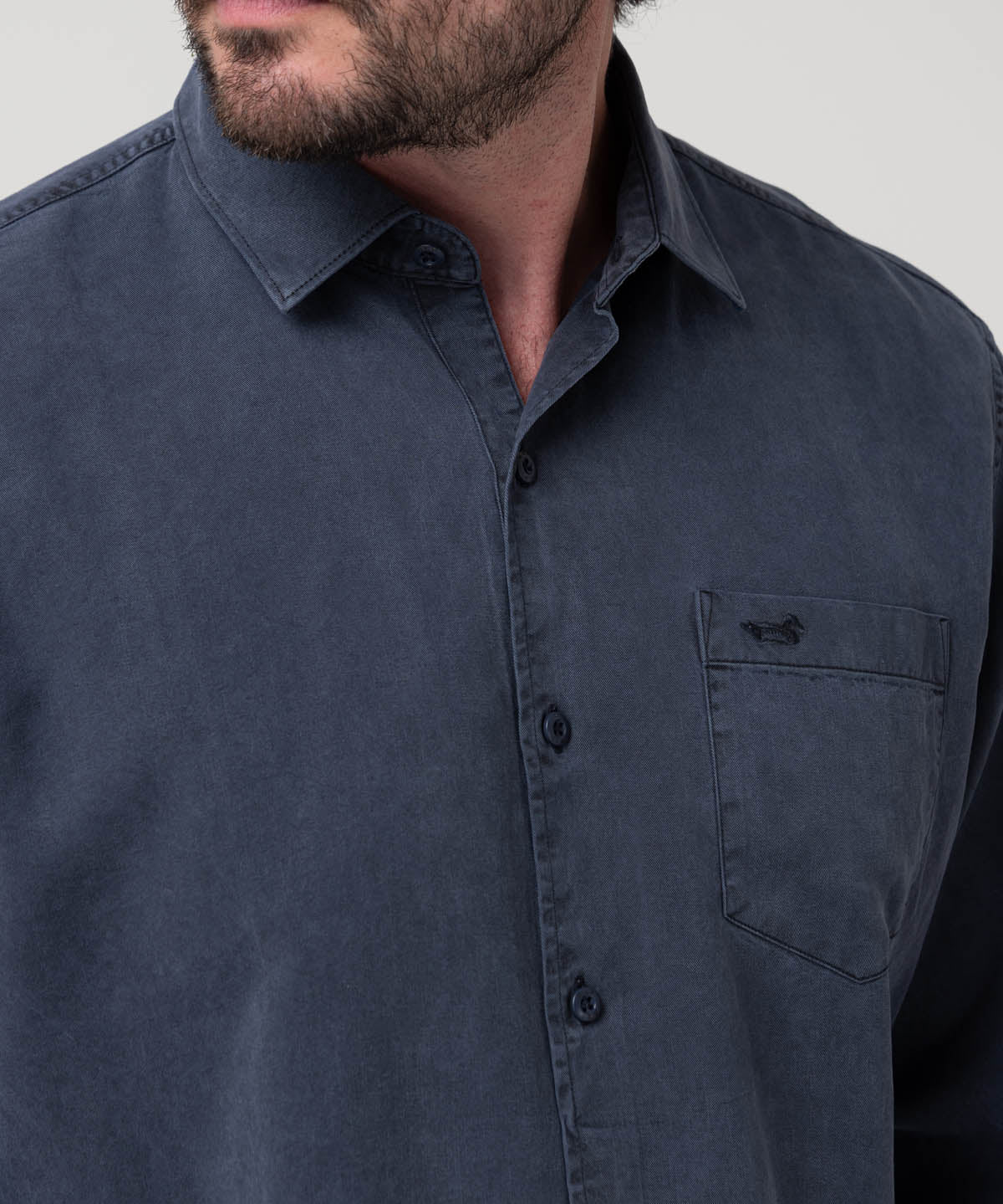 Camisa Tencel Hombre Tencel Azul Rockford