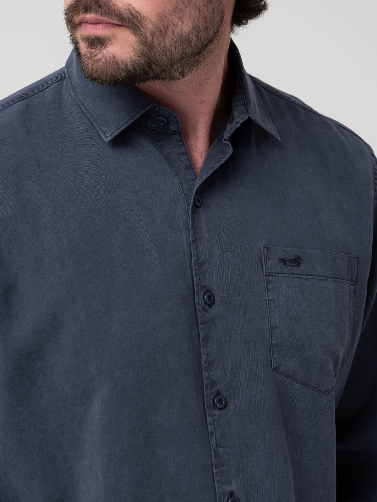 Camisa Tencel Hombre Tencel Azul Rockford