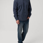 Camisa Tencel Hombre Tencel Azul Rockford