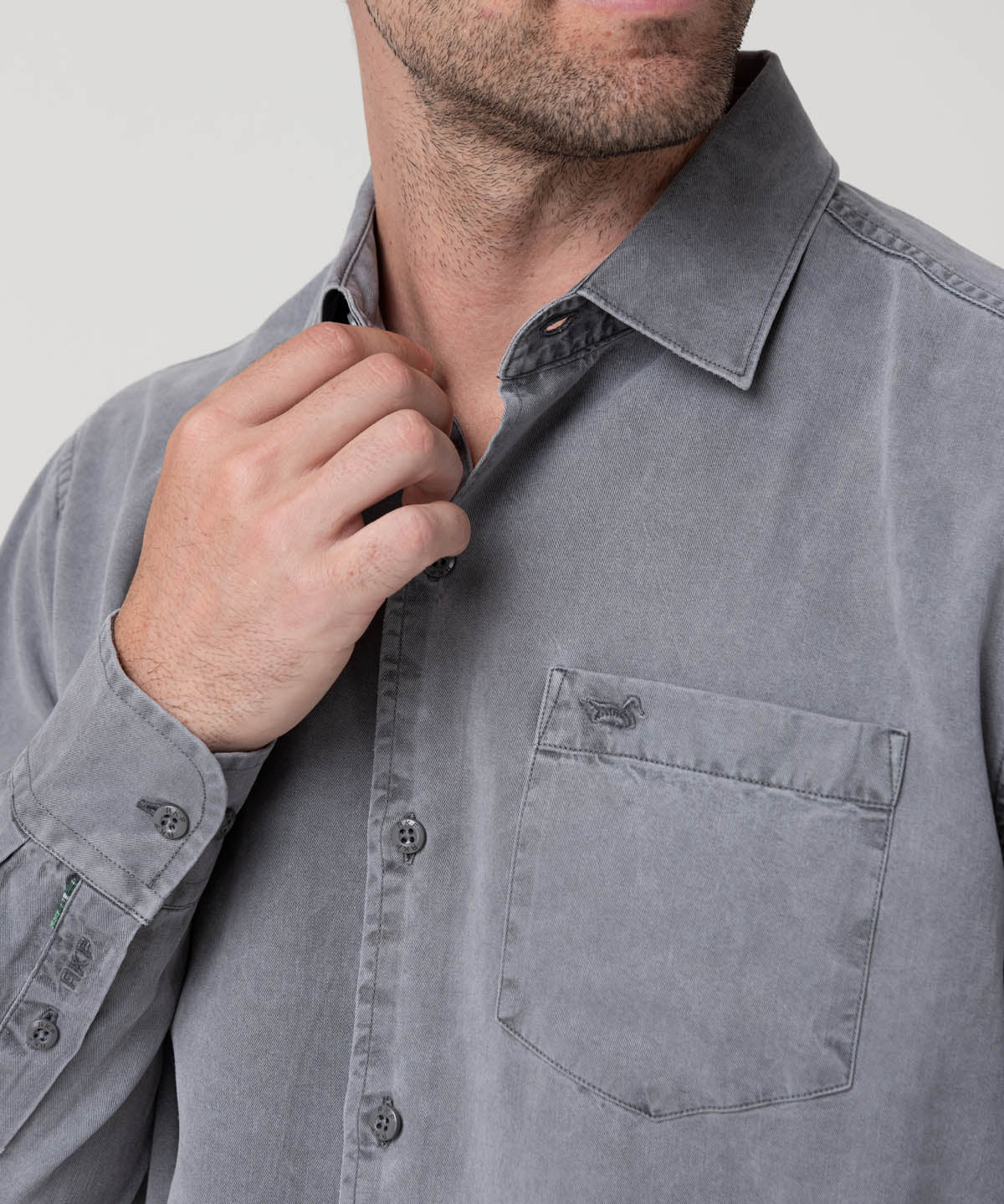 Camisa Tencel Hombre Tencel Gris Rockford