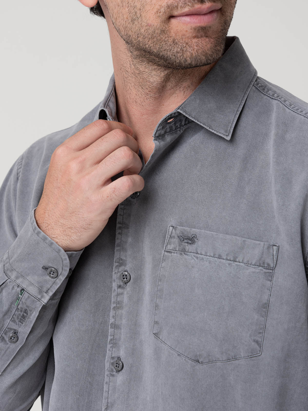 Camisa Tencel Hombre Tencel Gris Rockford