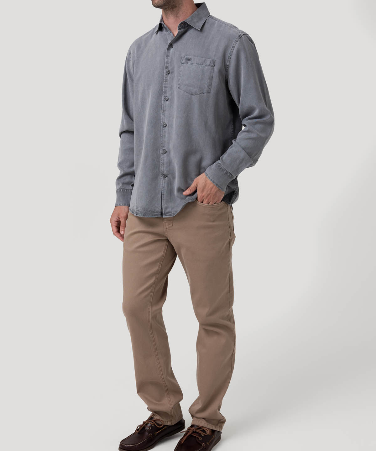 Camisa Tencel Hombre Tencel Gris Rockford