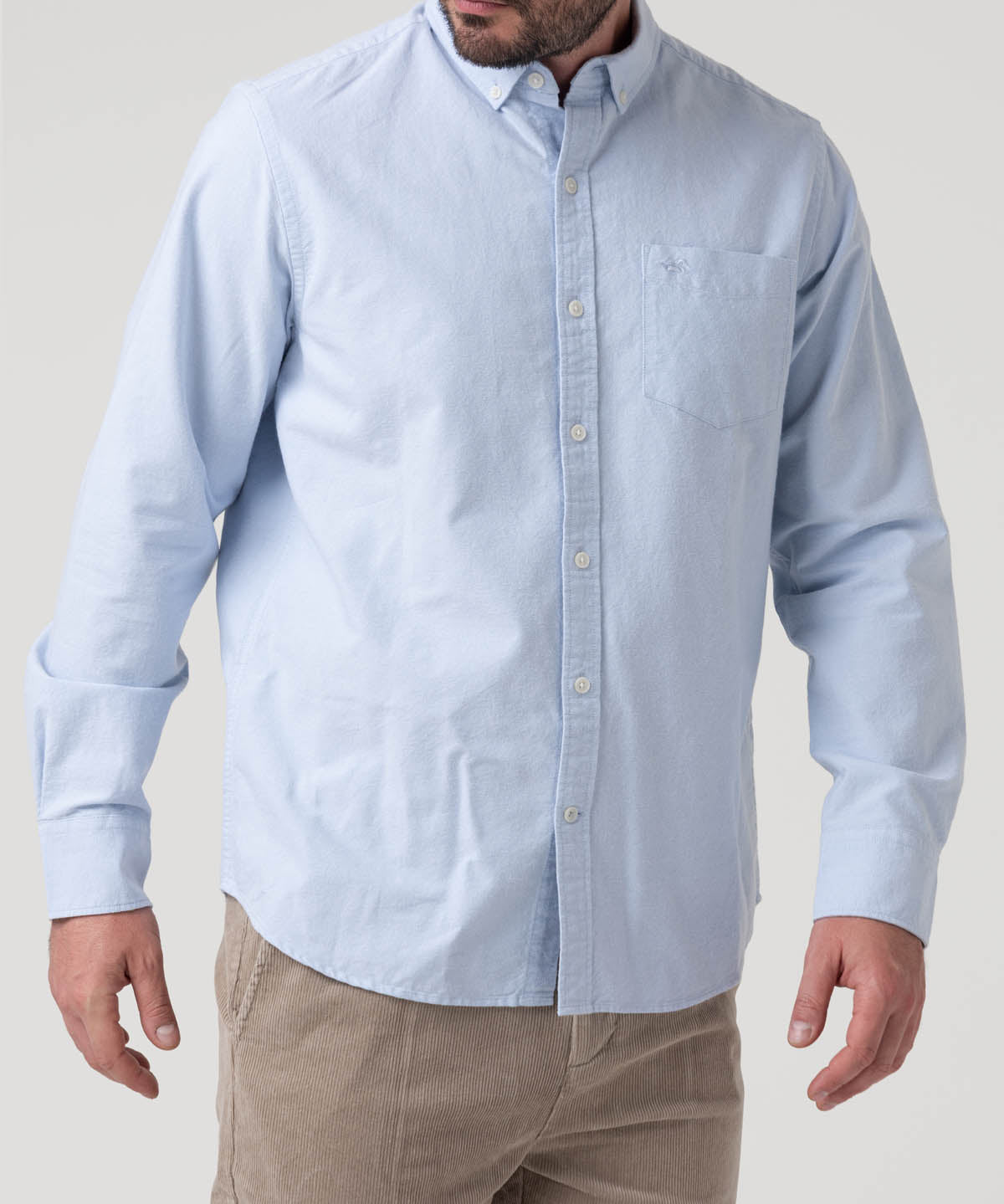 Camisa Algodón Orgánico Hombre Oxford Celeste Rockford